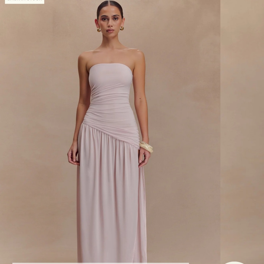 Elegant Strapless Pink Maxi Dress
